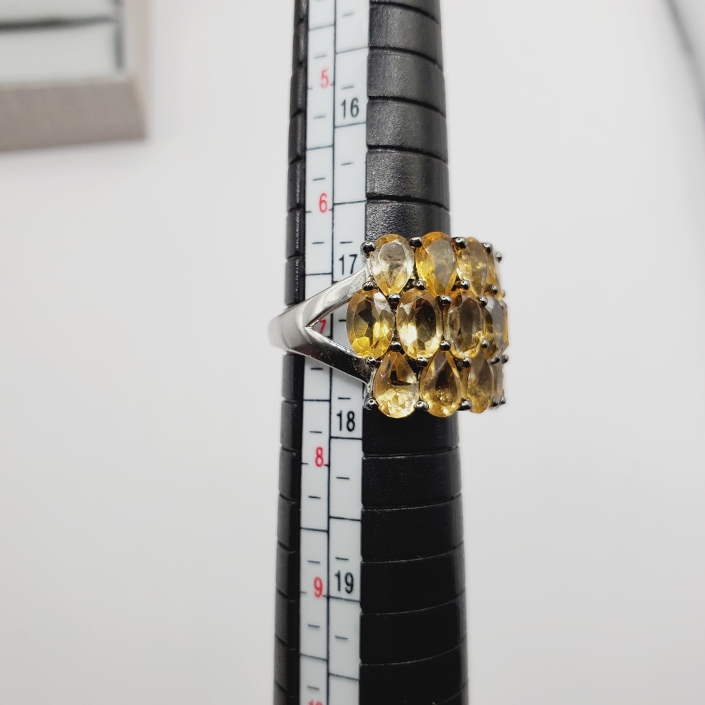 Genuine Pear Shaped Citrine Black Rhodium / 925 Sterling Silver Statement Ring - Picture 7 of 7